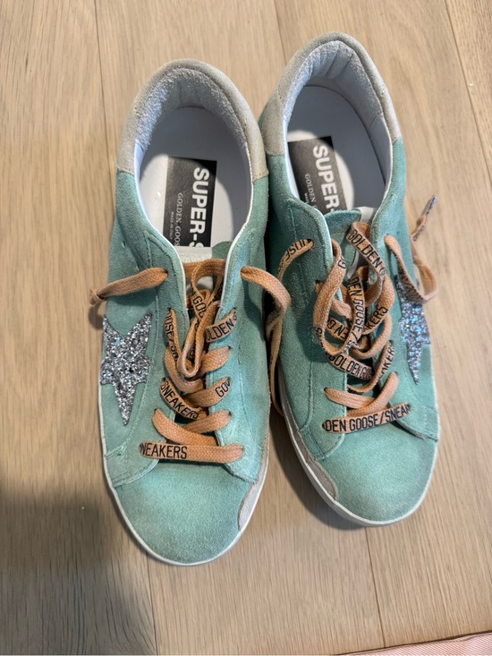 Golden Goose Shoes - Golden Goose Inspired Mint Suede Sneakers with Glitter Star